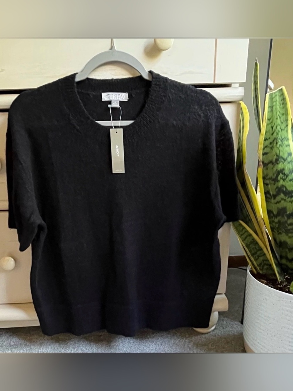 NWT J Crew Alpaca/Wool Short Sleeve Sweater Black Medium